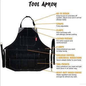 Under NY Sky Tool Black Apron – Heavy-Duty Waxed Canvas